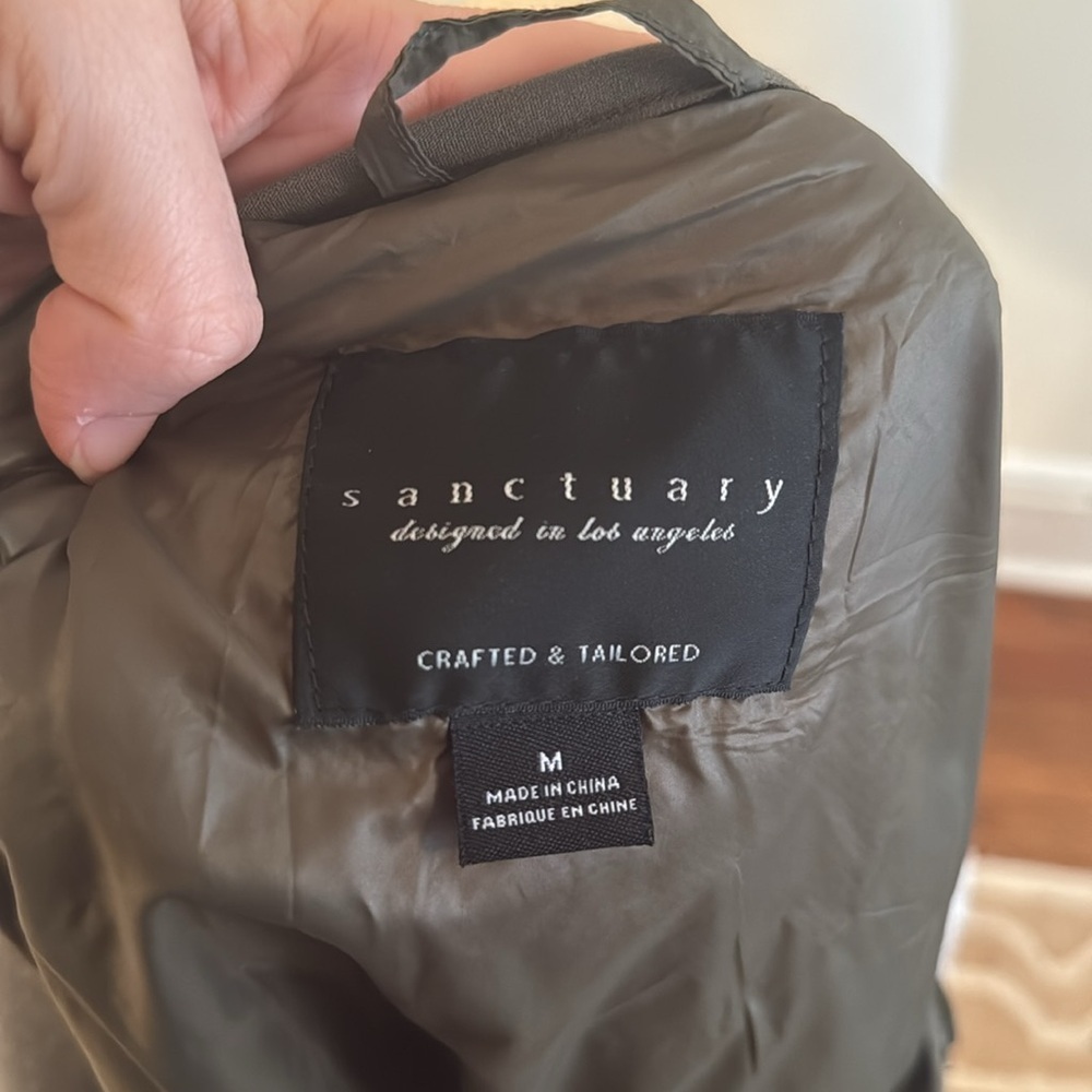 Sanctuary Arcadia Coat Button Faux Fur Fleece Sherpa Jacket Cream Green Medium - Picture 6 of 6